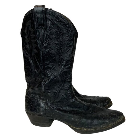 Vintage Justin Mens Full Quill Ostrich Cowboy Boots Size 11.5 E Black Western - Picture 4 of 9